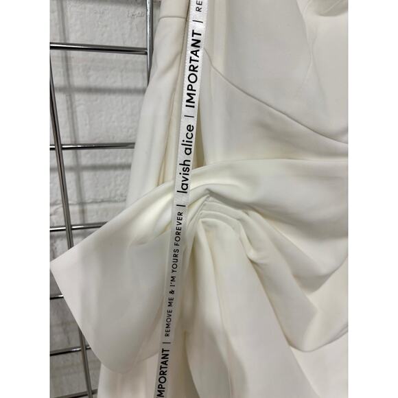 Bride Party Dress Shower Plus 14 White Draped Ruffle One Shoulder Lavish Alice - Picture 4 of 8